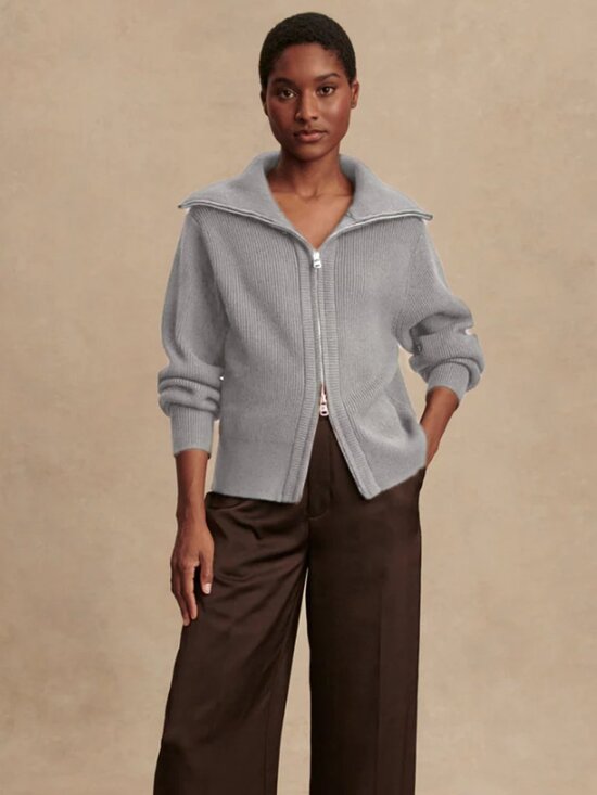 Noname Sweaters - New NoName Grey Chunky Zip-up Cashmere Cardigan Jacket